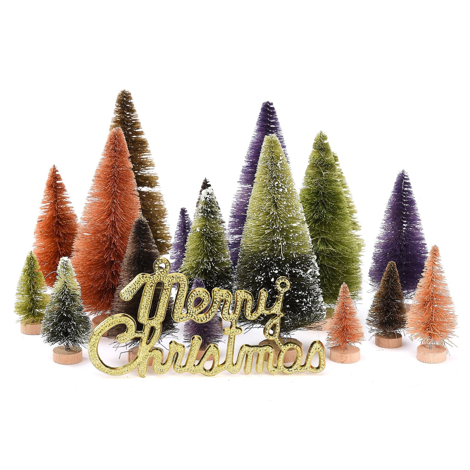 21pcs Artificial Christmas Trees Set Decoration Sisal Wood False Christmas Trees Kit