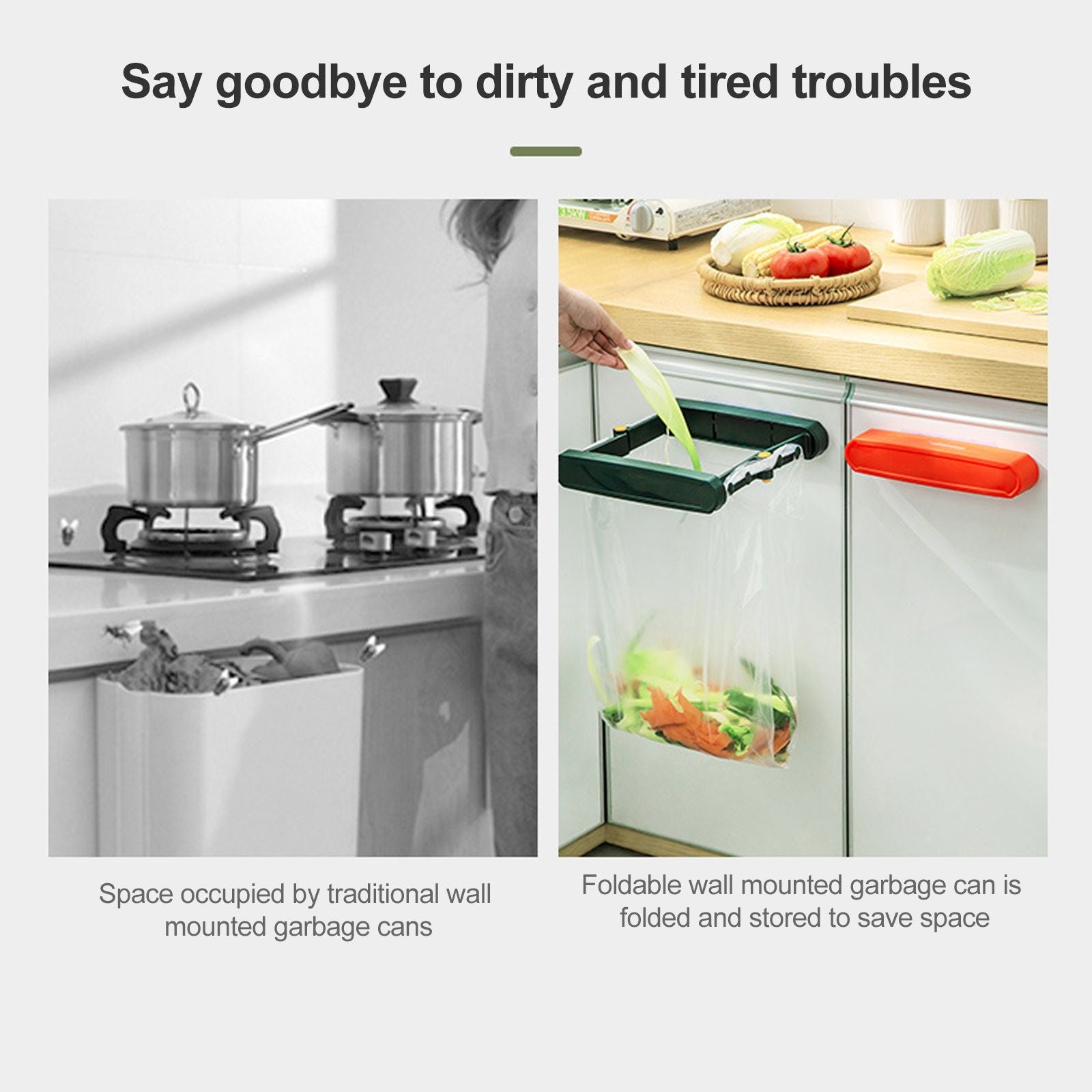 Foldable Plastic Bag Stand for Trash Can Stand Wall Mounted Garbage Bag Stand