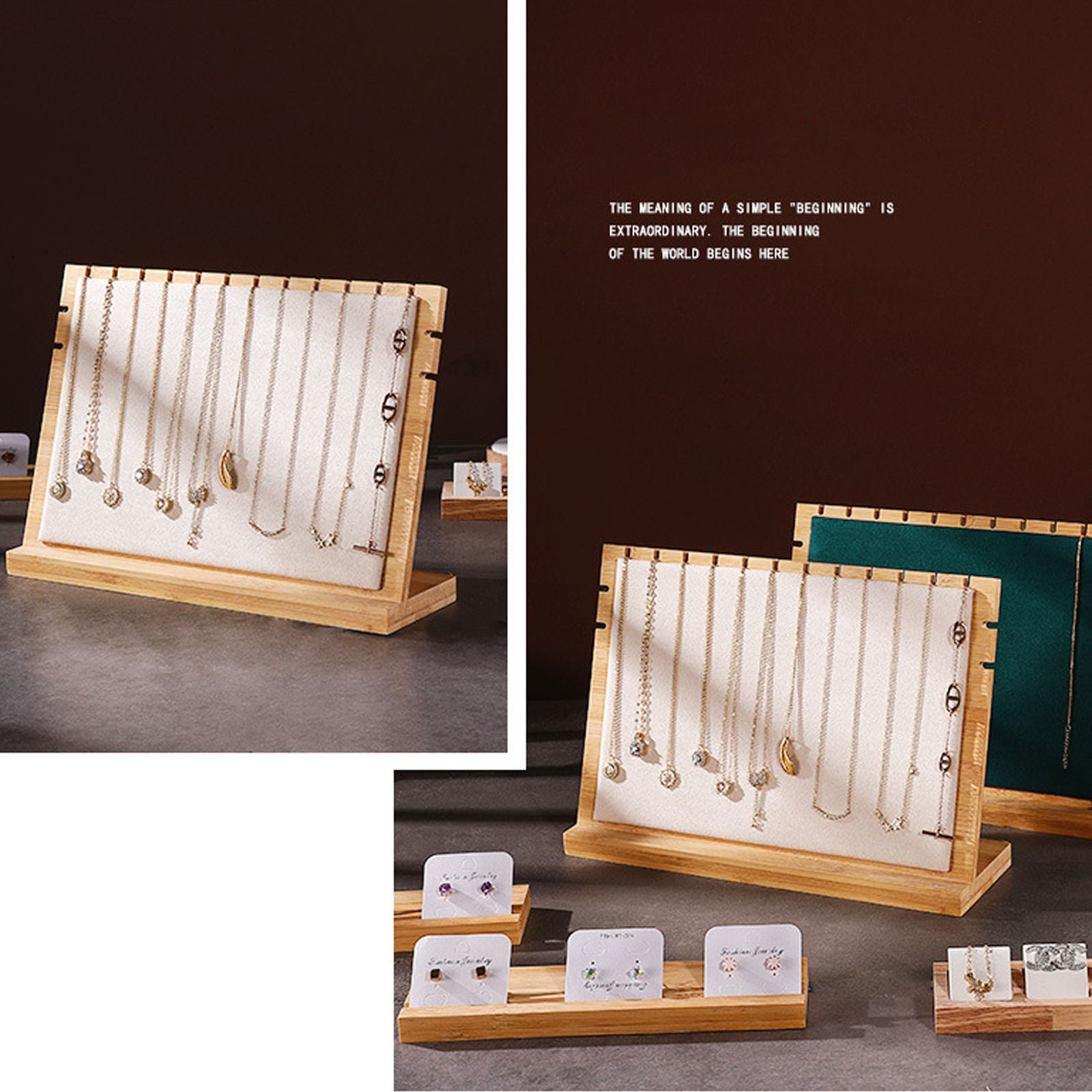 Bamboo Wood Pendant Display Board Jewelry Display Board Necklace Rack Removable Jewelry Display Props