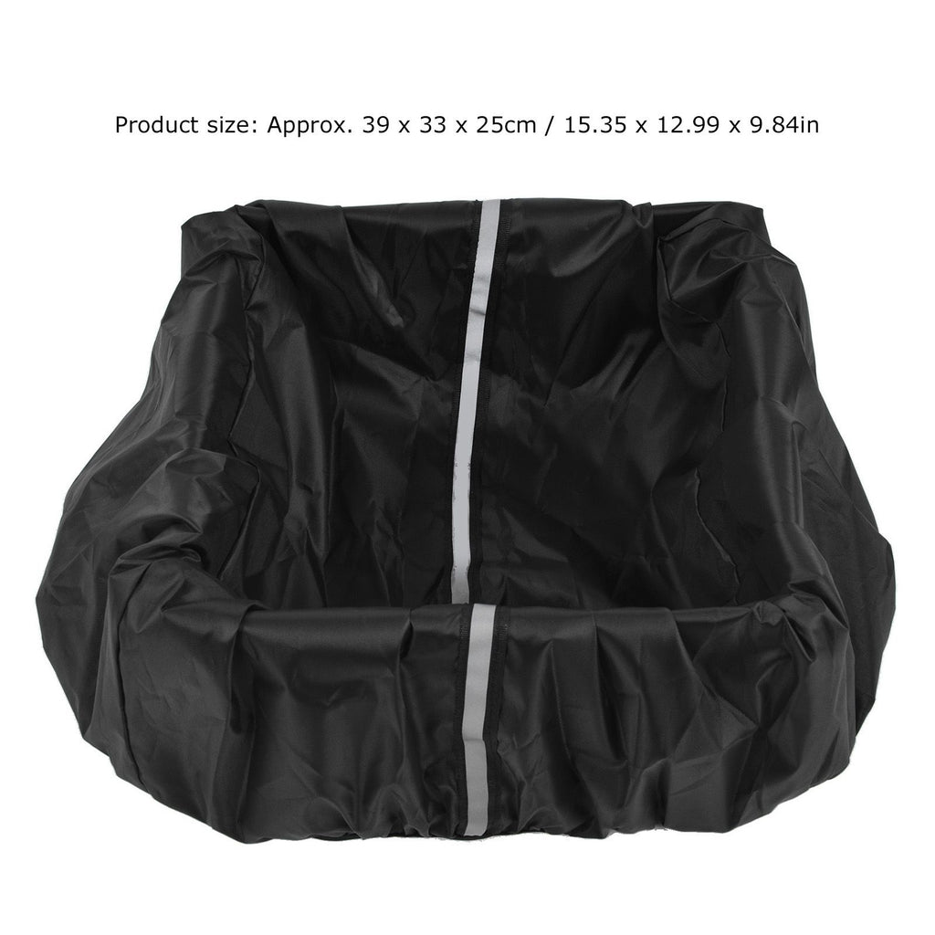 Bike Basket Cover Black Snow Defence Waterproof Dustproof Lightweight Reflect Light Bike Basket Liner
