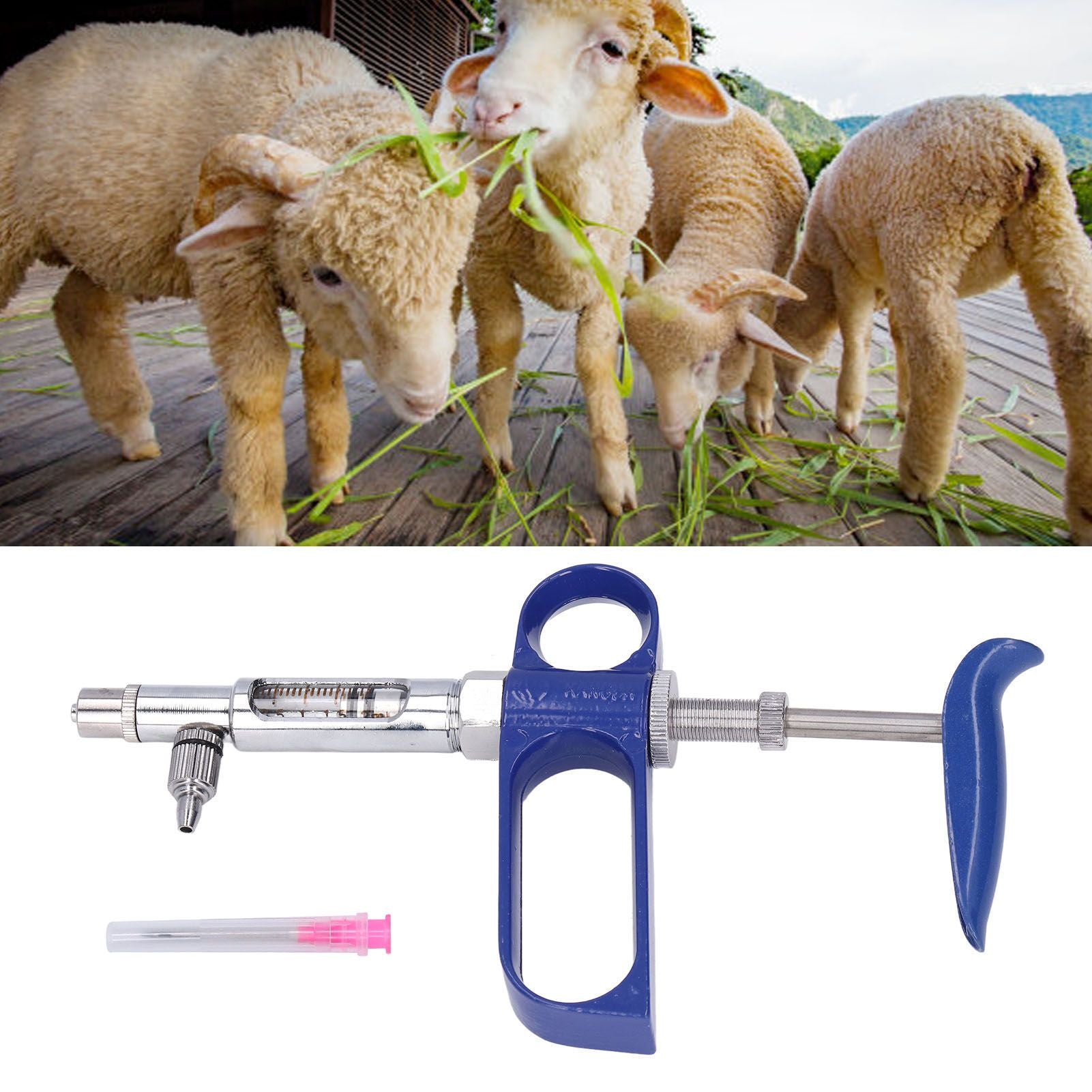 2ml Livestock Syringe Injector Continuous Adjustable Animal Injector for Cattle Sheep Pig Goat