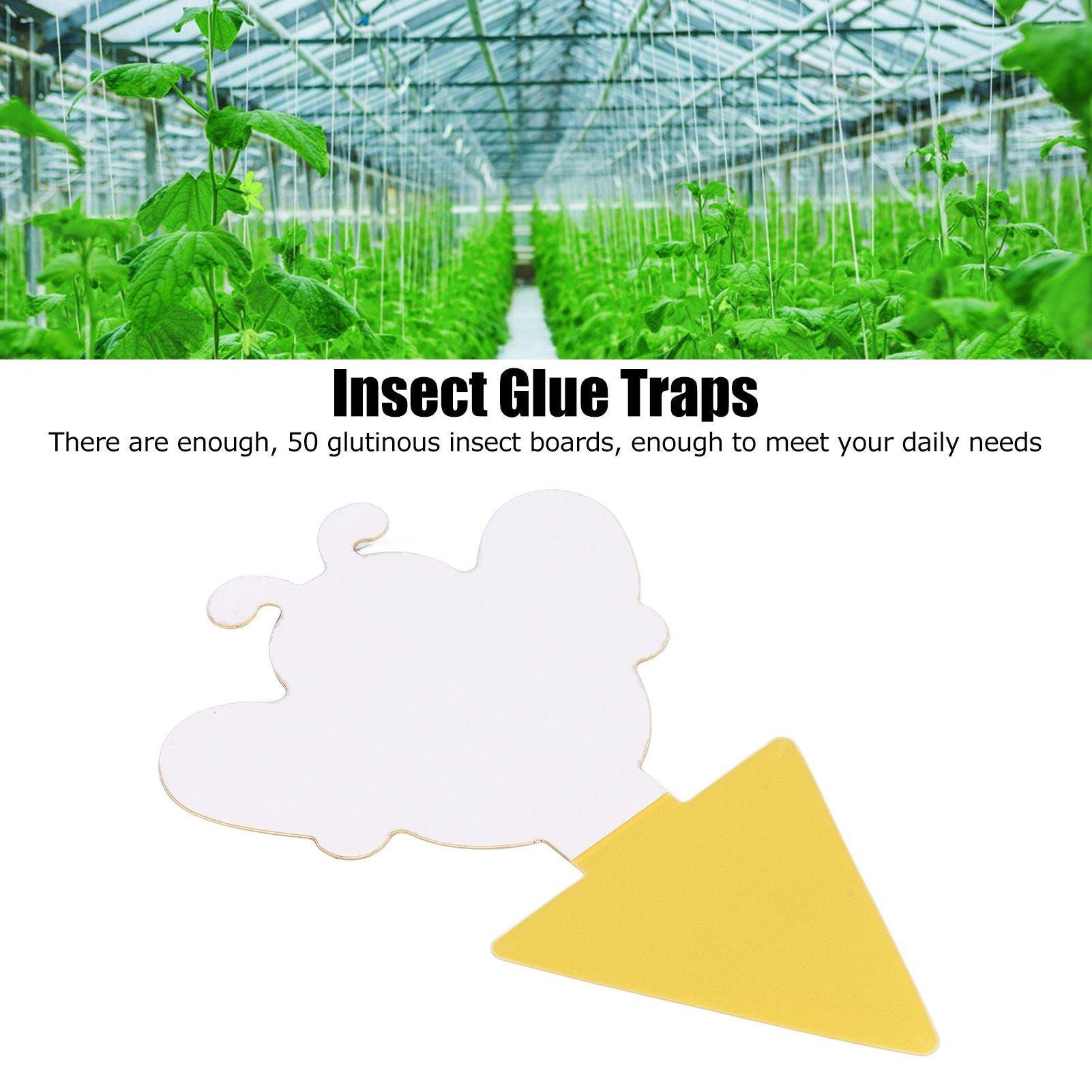 50Pcs Fungus Gnat Killer Effectively Catch Insects Strong Stickiness Easy to Use Insect Catching Board for GreenhouseBee