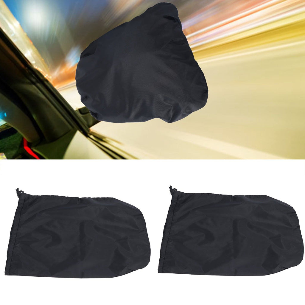 4PCS Car Rearview Mirror Protective Cover 190T Polyester Taffeta Faucet Frost Guard CoverBlack