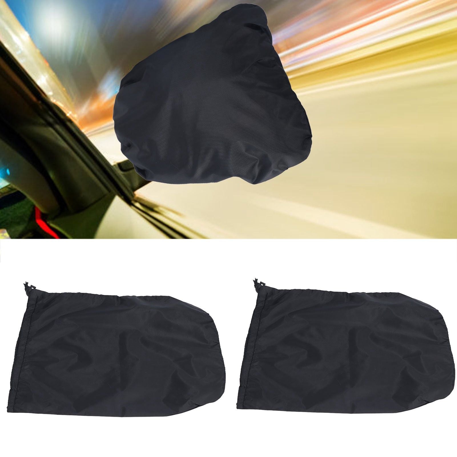 4PCS Car Rearview Mirror Protective Cover 190T Polyester Taffeta Faucet Frost Guard CoverBlack
