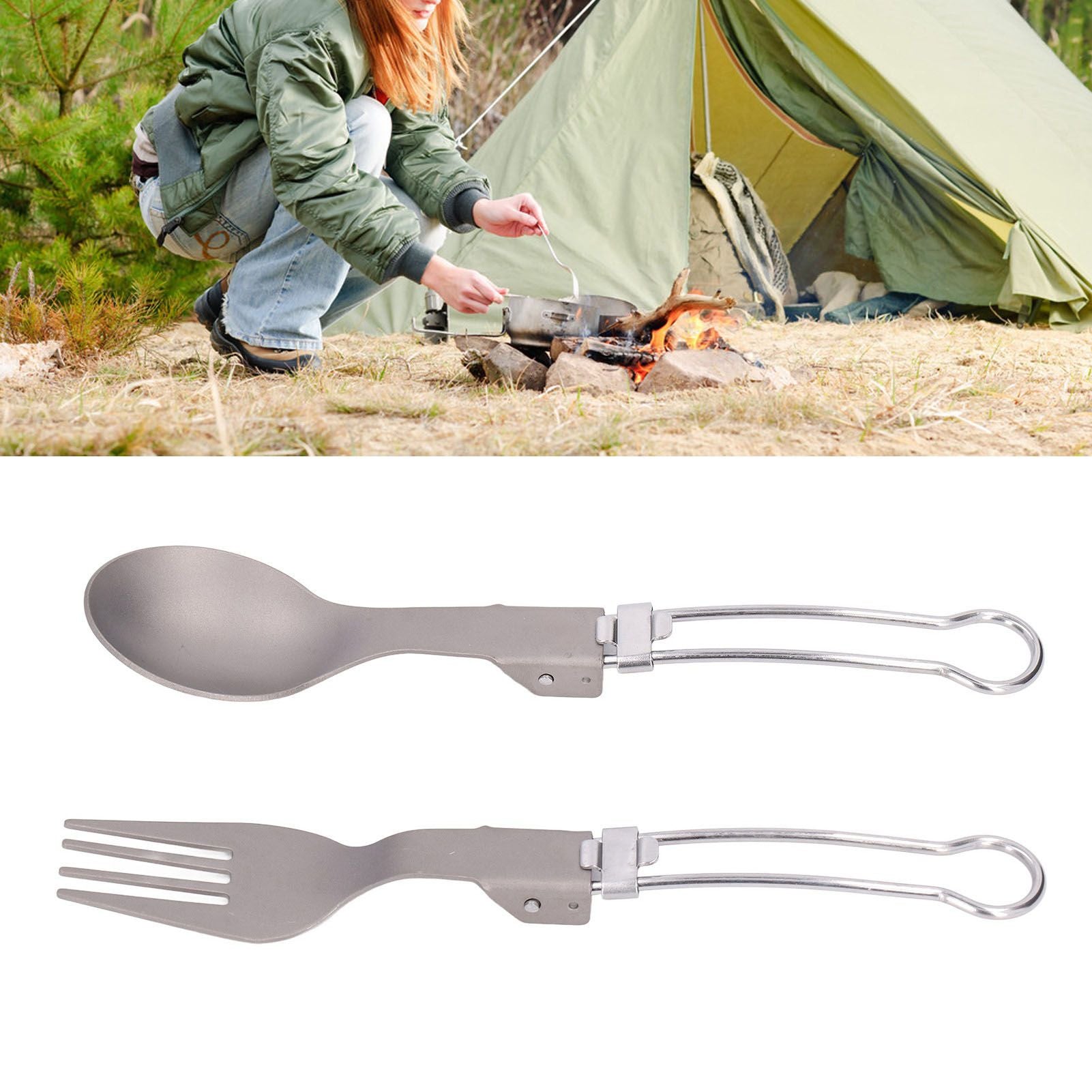 Camping Cutlery Set Camping Foldable Spoon Fork Portable Travel Tableware for Outdoor Picnic
