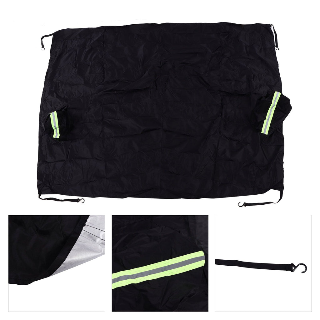 Windshield Cover Waterproof Snowproof Large Coverage Area Universal Windshield Protector with Reflective StripsBlack