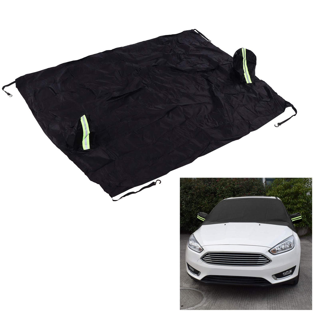 Windshield Cover Waterproof Snowproof Large Coverage Area Universal Windshield Protector with Reflective StripsBlack