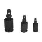 3PCS Universal Joint Socket Adapter 1/2 1/4 3/8 Drive Impact Adapter Socket Extension Adapter