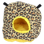 Warm Birdhouse Round Shape Soft Plush Save Space Easy Clean Safety Parrots HouseLeopard Print