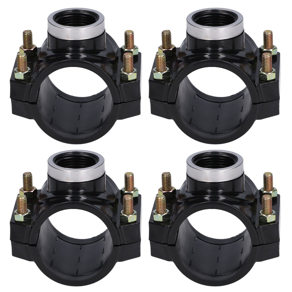 4 Sets Water Drain Saddle Plastic Pipe Additional Quick Connector Tee Kit G1 Female Thread