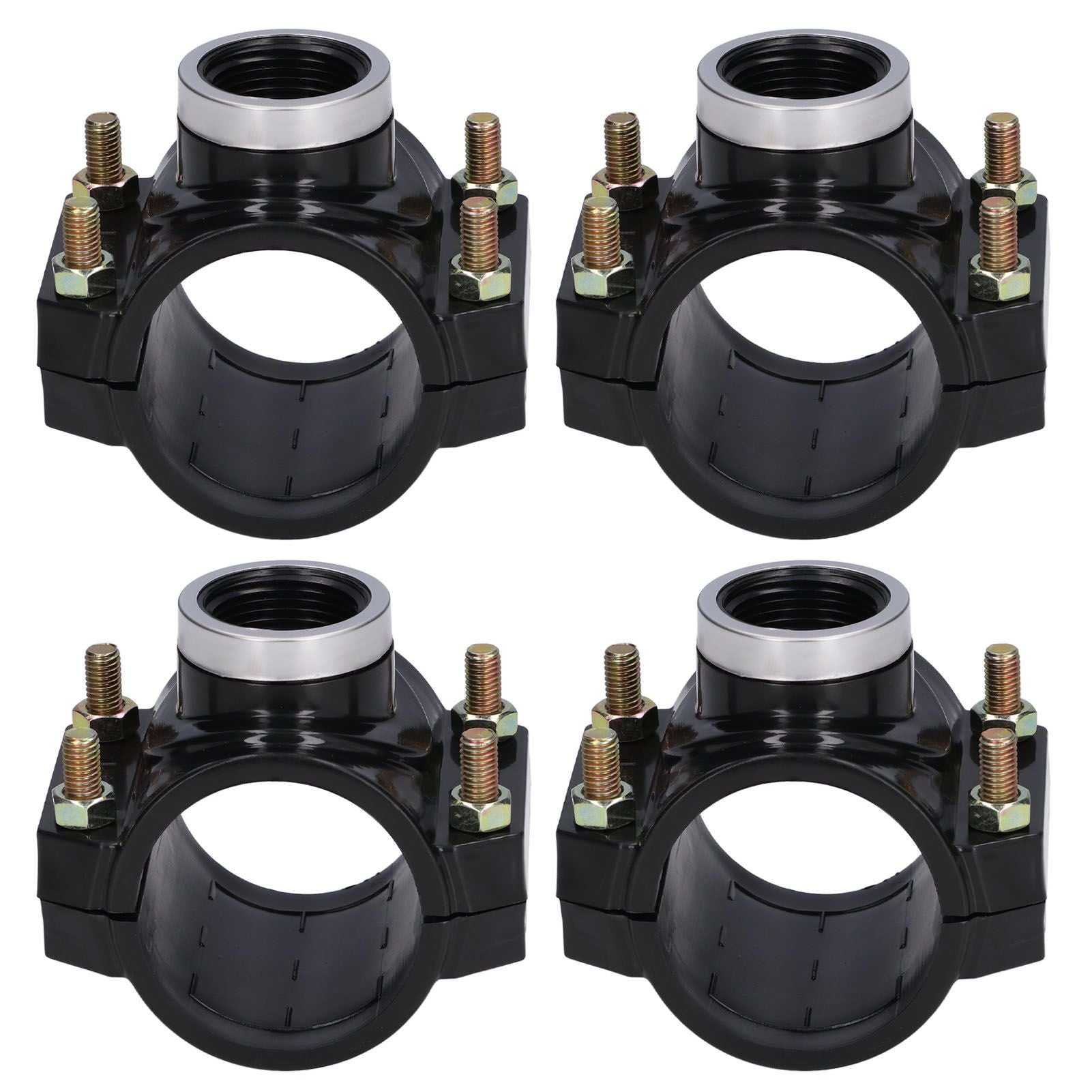4 Sets Water Drain Saddle Plastic Pipe Additional Quick Connector Tee Kit G1 Female Thread