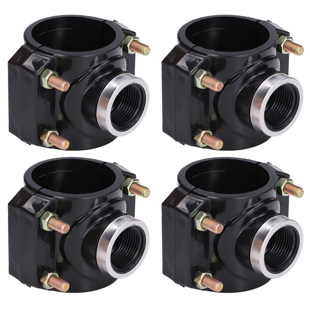 4 Sets Water Drain Saddle Plastic Pipe Additional Quick Connector Tee Kit G1 Female Thread