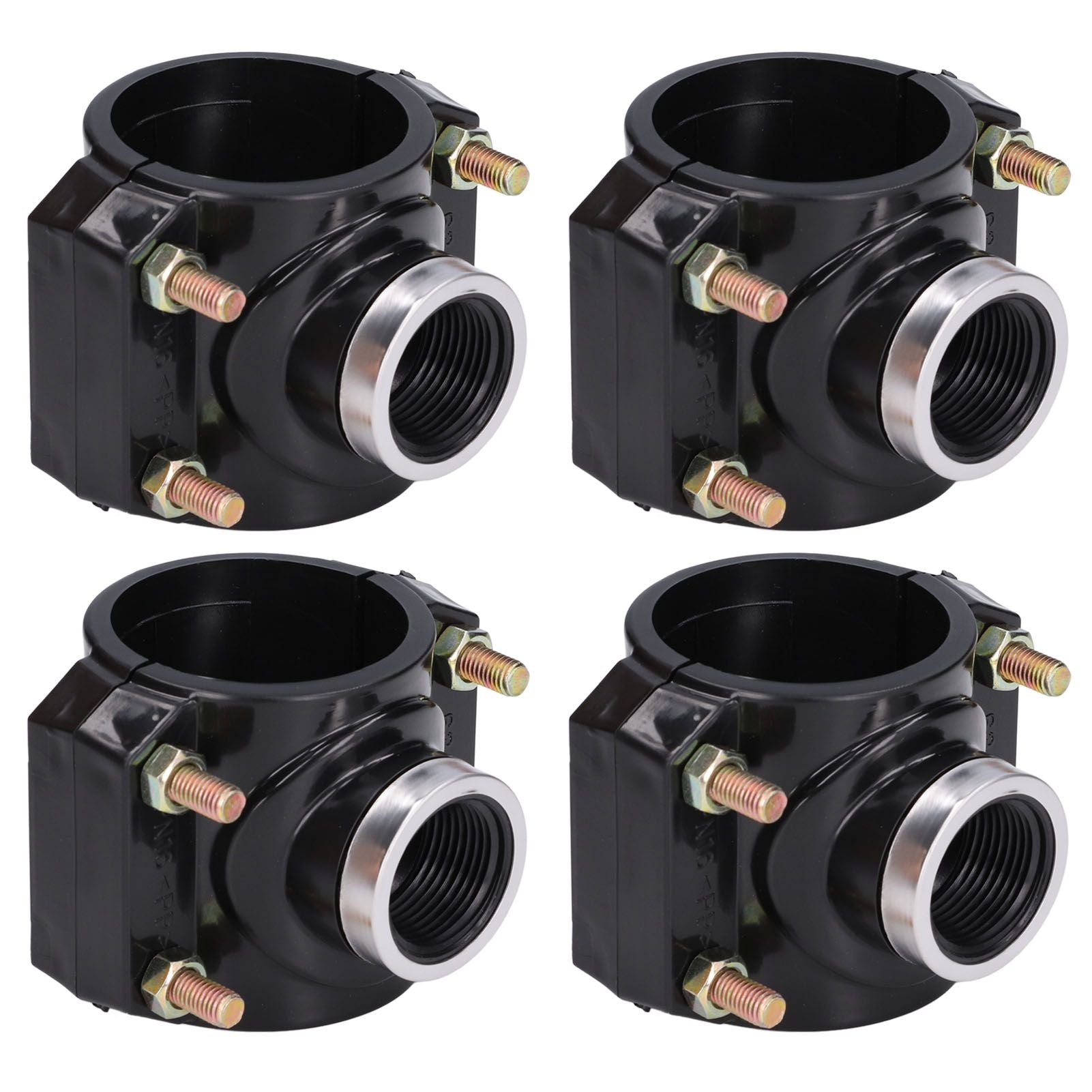 4 Sets Water Drain Saddle Plastic Pipe Additional Quick Connector Tee Kit G1 Female Thread