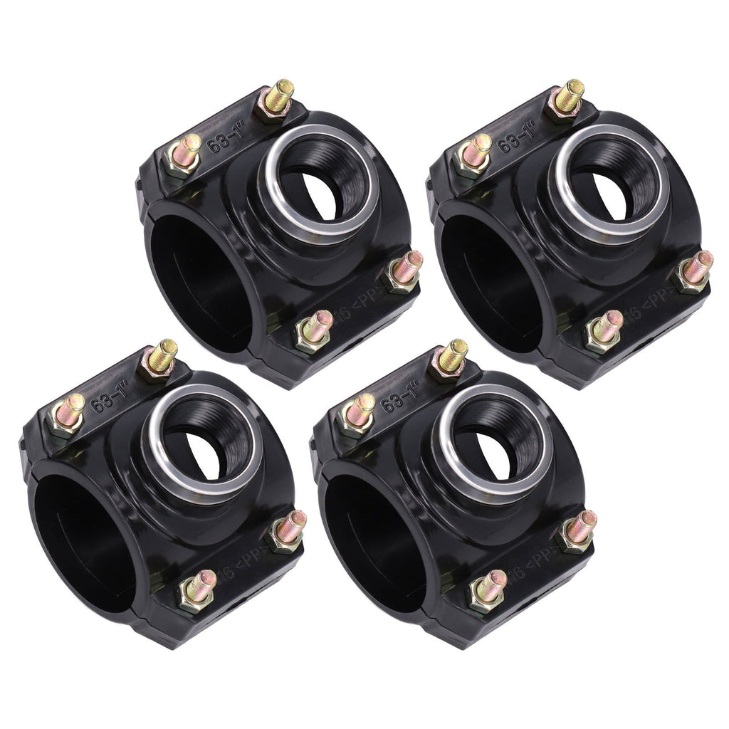 4 Sets Water Drain Saddle Plastic Pipe Additional Quick Connector Tee Kit G1 Female Thread