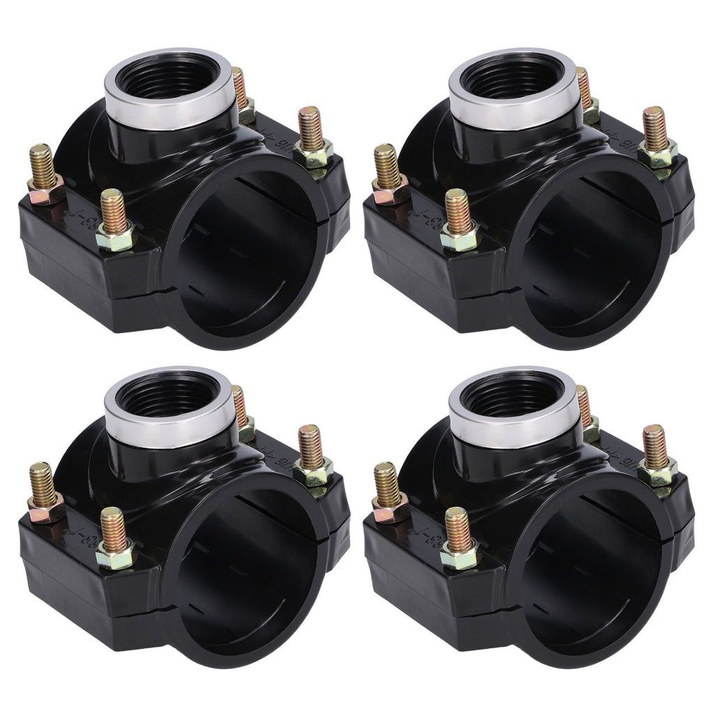 4 Sets Water Drain Saddle Plastic Pipe Additional Quick Connector Tee Kit G1 Female Thread