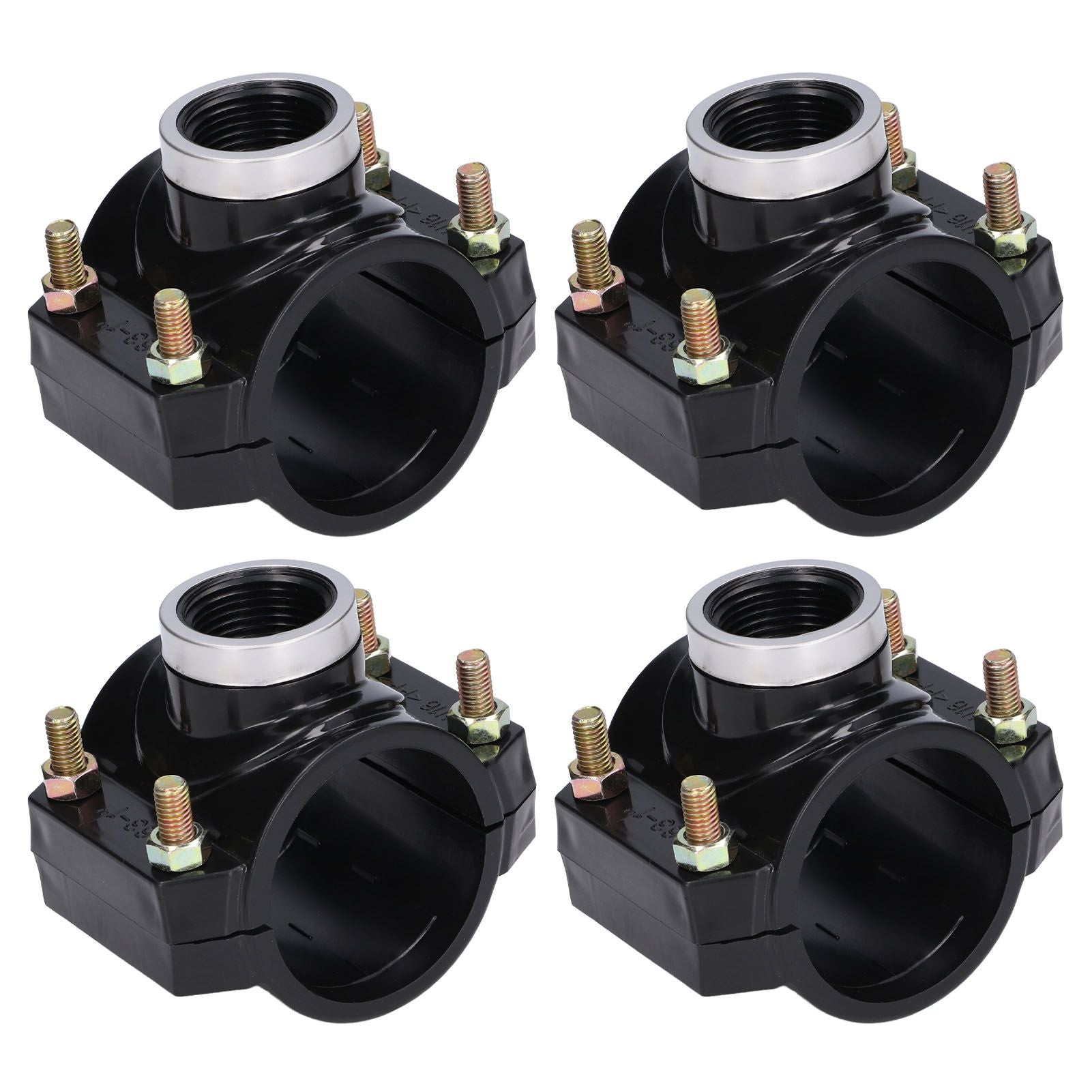 4 Sets Water Drain Saddle Plastic Pipe Additional Quick Connector Tee Kit G1 Female Thread