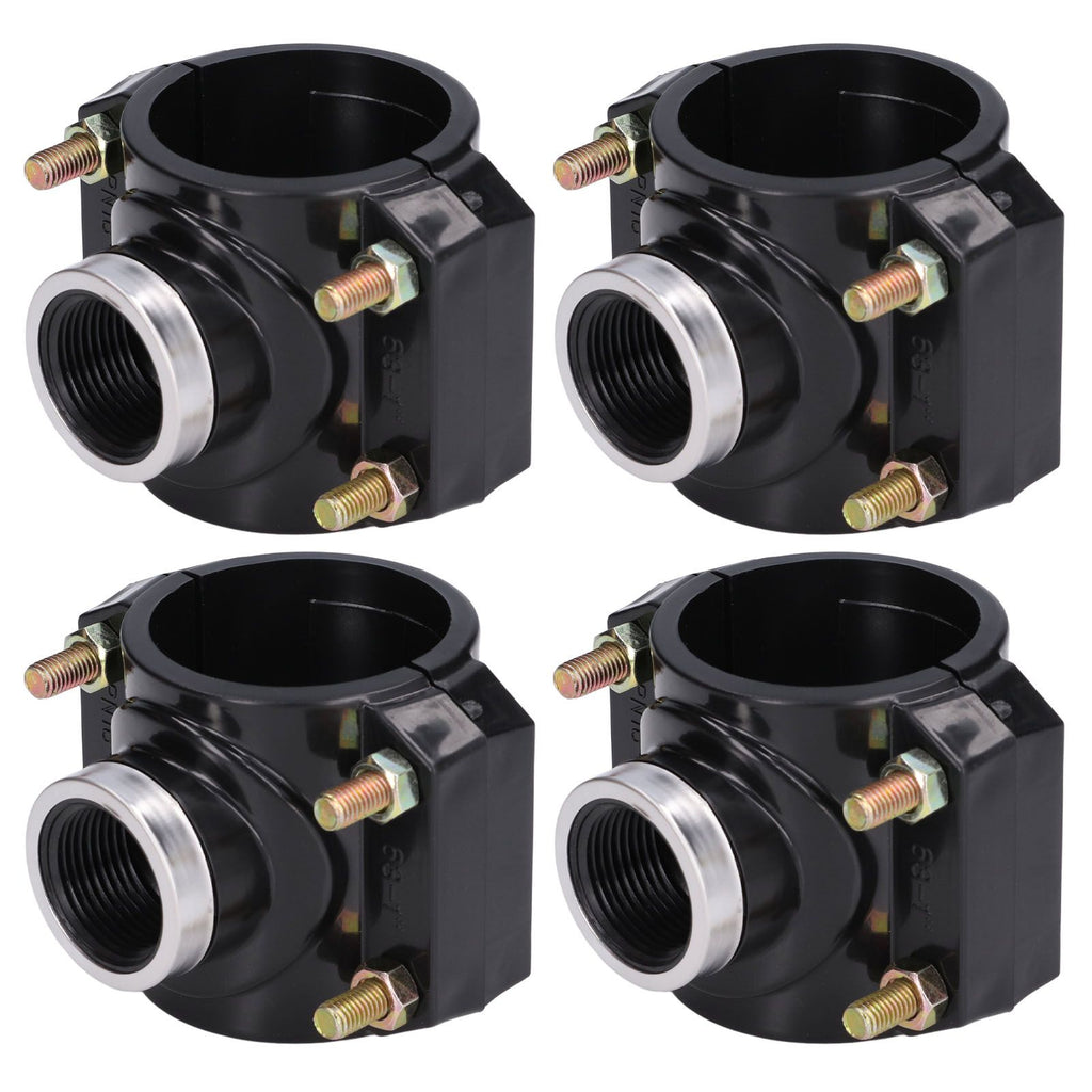 4 Sets Water Drain Saddle Plastic Pipe Additional Quick Connector Tee Kit G1 Female Thread