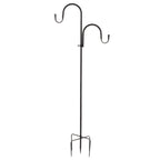 Shepherd's Hook Detachable Bird Feeder Hanger Iron 2 Hooks 5 Prong Bases Courtyard Accessories