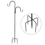 Shepherd's Hook Detachable Bird Feeder Hanger Iron 2 Hooks 5 Prong Bases Courtyard Accessories