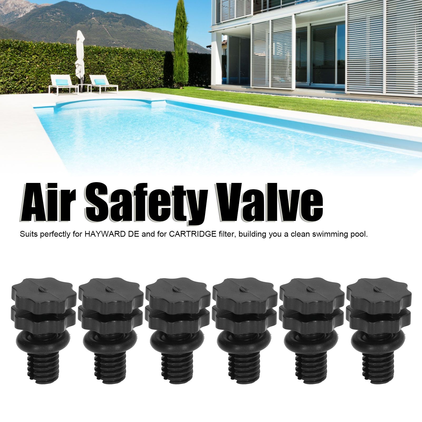 6Pcs Vent Valve Air Safety Exhaust Pool Filter Accessory Set Kit for HAYWARD DE Pool Cleaning Tools