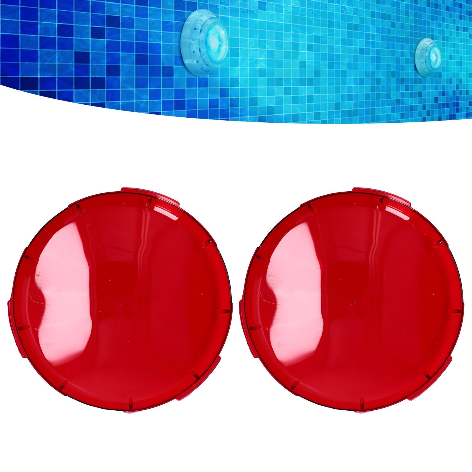 2Pcs Pool Lens Cover Plastic Red Transparent Underwater Light Lens Covers for Spa Lights 19cm