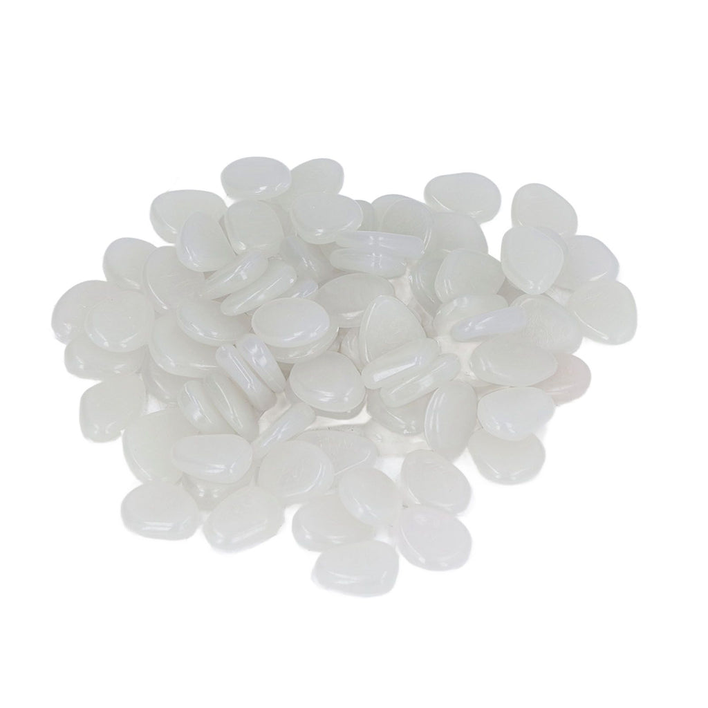 Outdoor Luminous Stones Colorful Fluorescent Luminous Pebbles for Dark Garden Courtyard Walkway Garden Trails 100 / Bag White