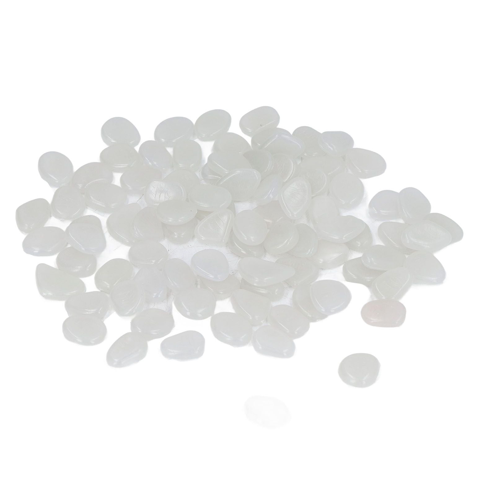 Outdoor Luminous Stones Colorful Fluorescent Luminous Pebbles for Dark Garden Courtyard Walkway Garden Trails 100 / Bag White