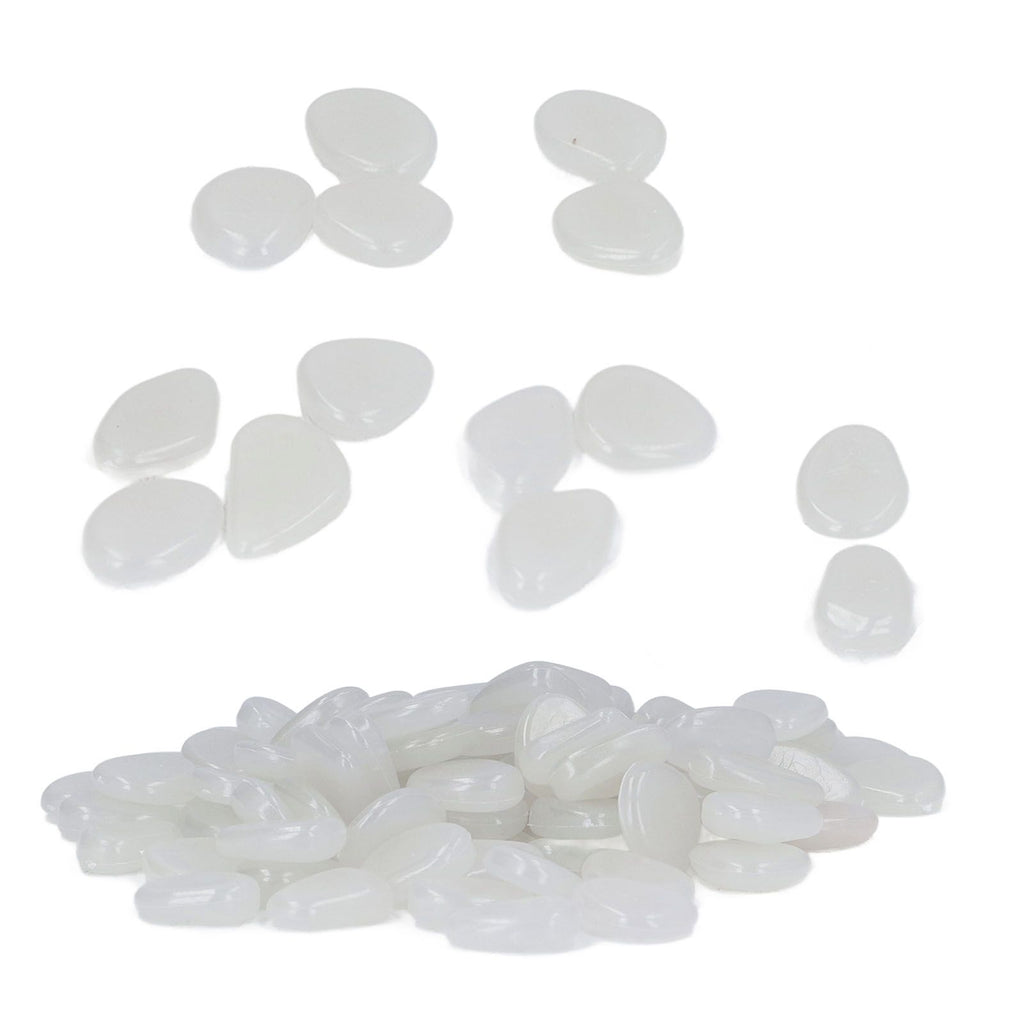 Outdoor Luminous Stones Colorful Fluorescent Luminous Pebbles for Dark Garden Courtyard Walkway Garden Trails 100 / Bag White