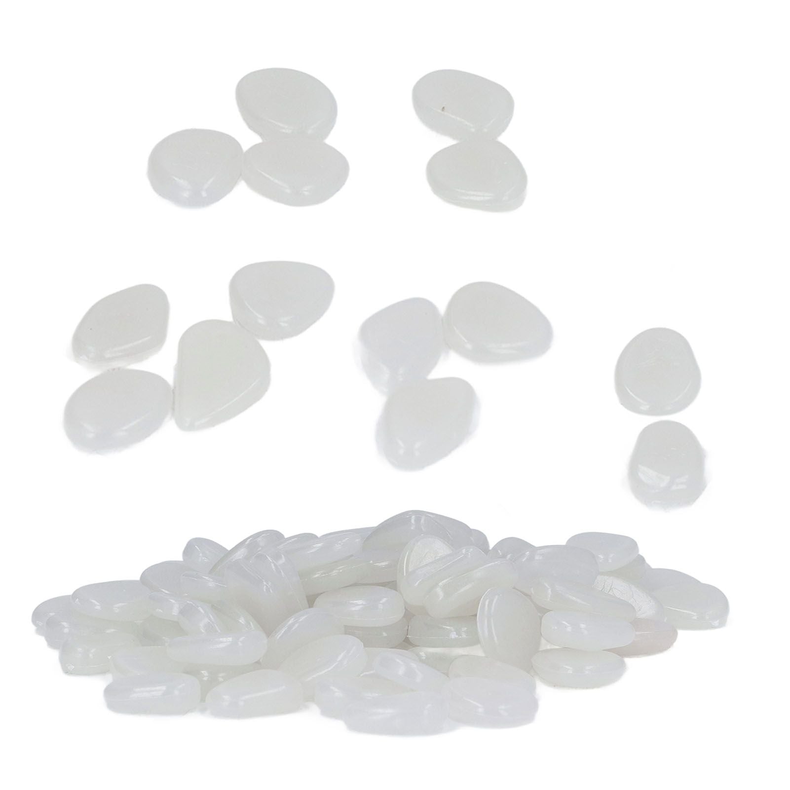 Outdoor Luminous Stones Colorful Fluorescent Luminous Pebbles for Dark Garden Courtyard Walkway Garden Trails 100 / Bag White