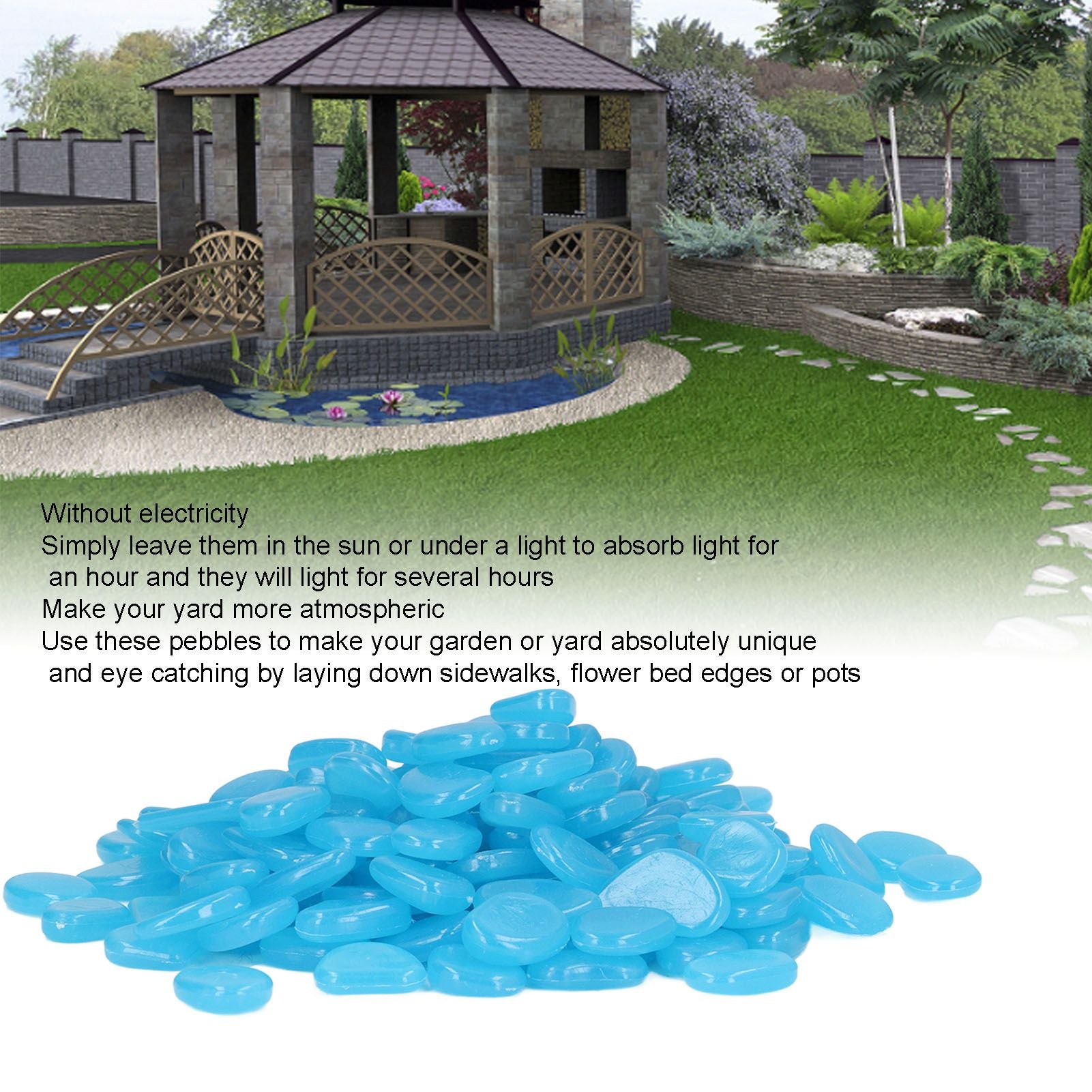 Outdoor Luminous Stones Colorful Fluorescent Luminous Pebbles for Dark Garden Courtyard Walkway Garden Trails 100 / Bag Dark Blue