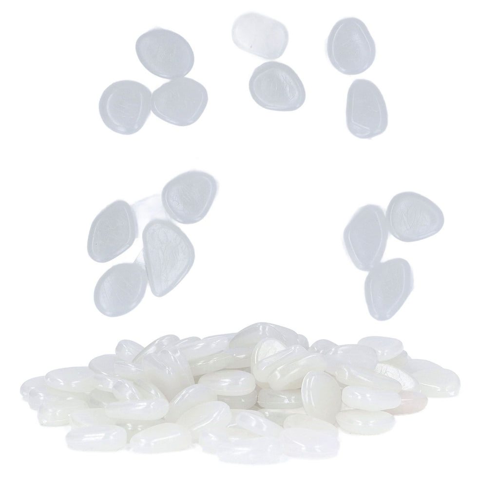 Outdoor Luminous Stones Colorful Fluorescent Luminous Pebbles for Dark Garden Courtyard Walkway Garden Trails 200 / Bag White