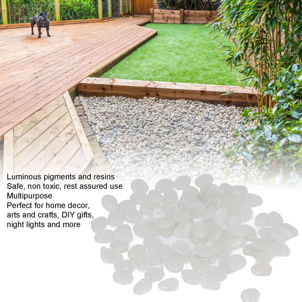 Outdoor Luminous Stones Colorful Fluorescent Luminous Pebbles for Dark Garden Courtyard Walkway Garden Trails 200 / Bag White