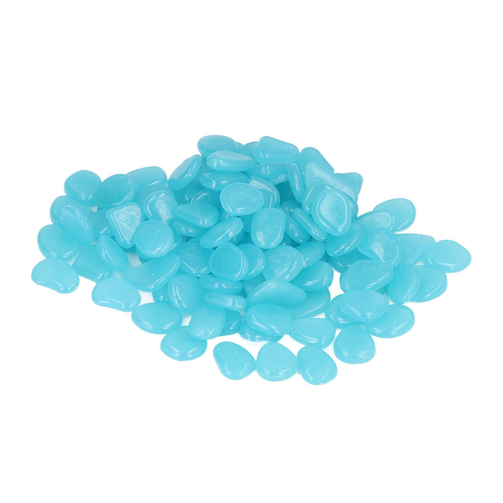 Outdoor Luminous Stones Colorful Fluorescent Luminous Pebbles for Dark Garden Courtyard Walkway Garden Trails 200 / Bag Light Blue