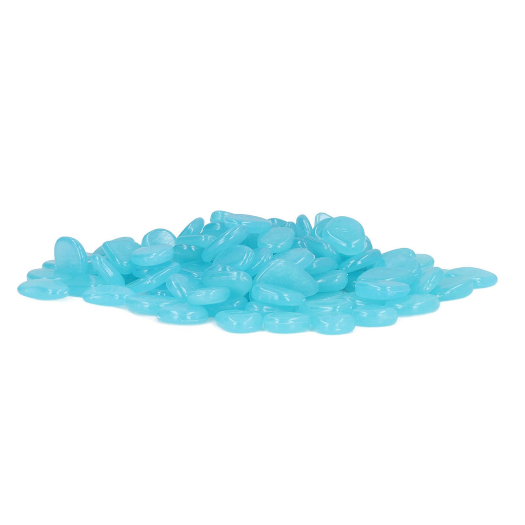 Outdoor Luminous Stones Colorful Fluorescent Luminous Pebbles for Dark Garden Courtyard Walkway Garden Trails 200 / Bag Light Blue