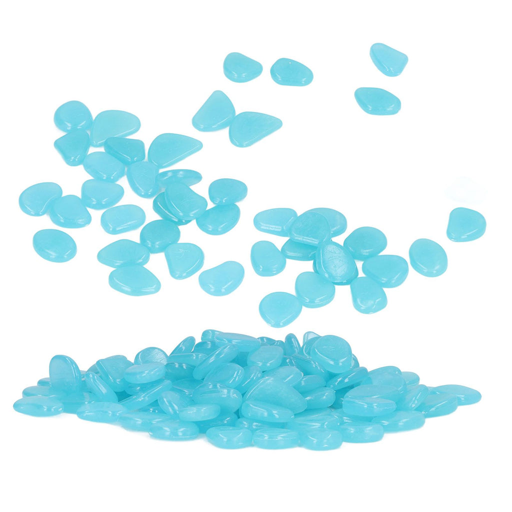Outdoor Luminous Stones Colorful Fluorescent Luminous Pebbles for Dark Garden Courtyard Walkway Garden Trails 200 / Bag Light Blue