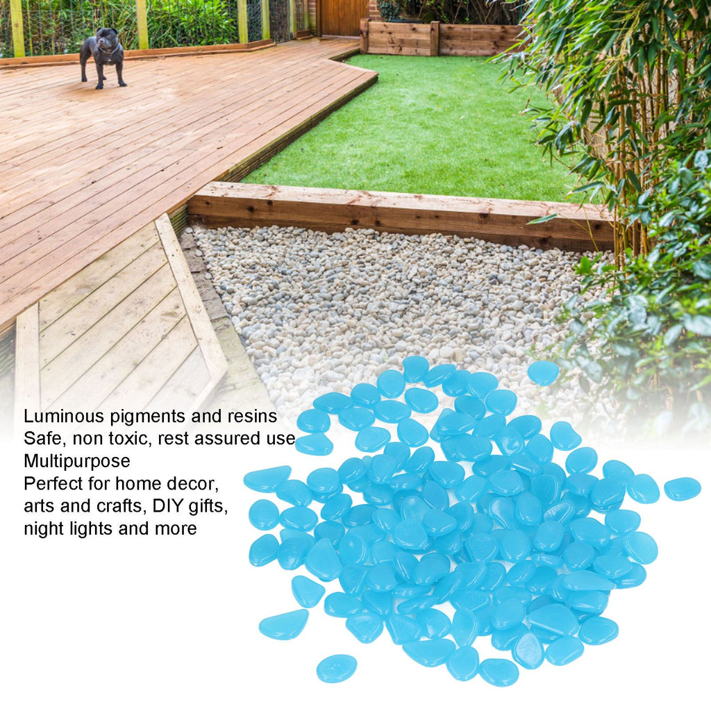 Outdoor Luminous Stones Colorful Fluorescent Luminous Pebbles for Dark Garden Courtyard Walkway Garden Trails 200 / Bag Dark Blue