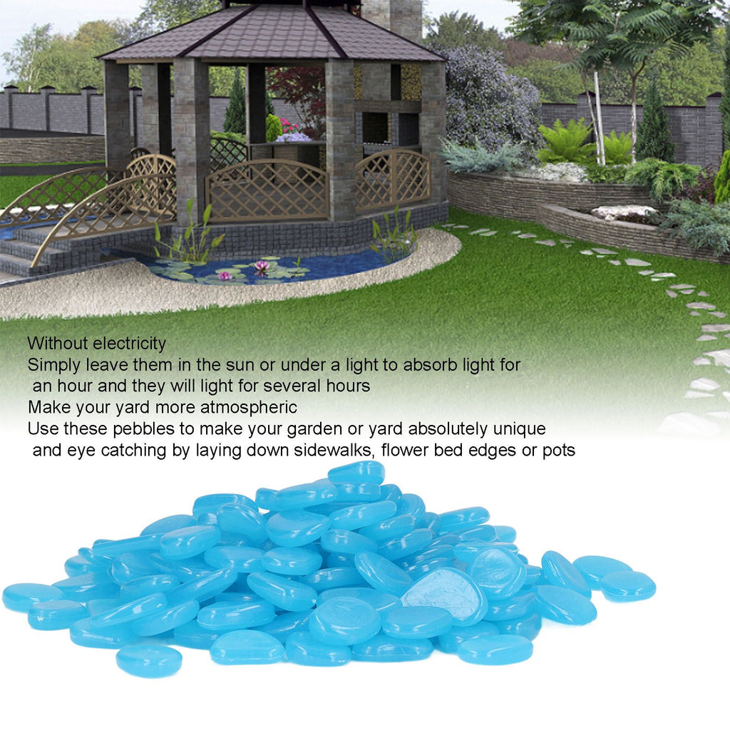 Outdoor Luminous Stones Colorful Fluorescent Luminous Pebbles for Dark Garden Courtyard Walkway Garden Trails 200 / Bag Dark Blue