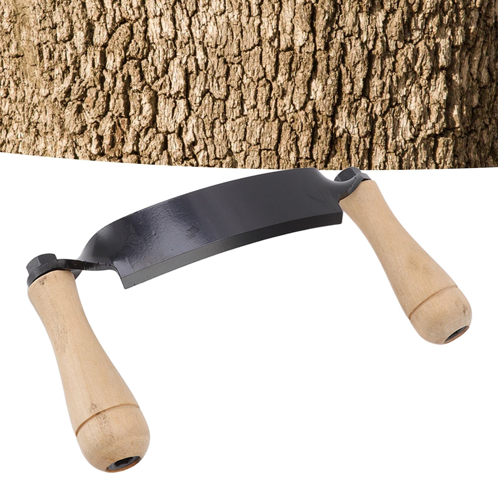 Draw Knife Wooden Handle HRC 30 Durable Tungsten Steel Curved High Sharpness Draw Shave Knife for Log Wood Furniture 10in