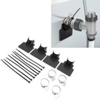 4 Sets Swimming Pool Pipe Holder Prevent Pipe Slip Cable Ties Stainless Steel Hose Clamp Swimming Pool Hose Holder Black