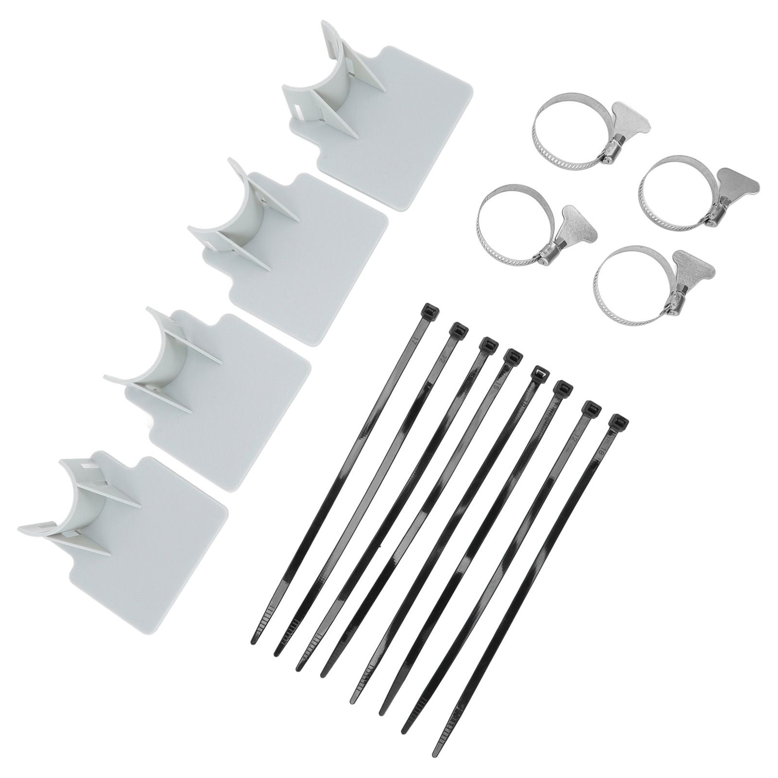 4 Sets Swimming Pool Pipe Holder Prevent Pipe Slip Cable Ties Stainless Steel Hose Clamp Swimming Pool Hose Holder Gray