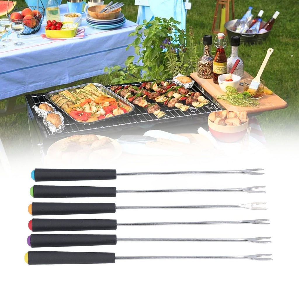 6 Pcs Fondue Forks Stainless Steel Corrosion Resistant Long Forks for Cake Chocolate Fruits Cheese Fondue