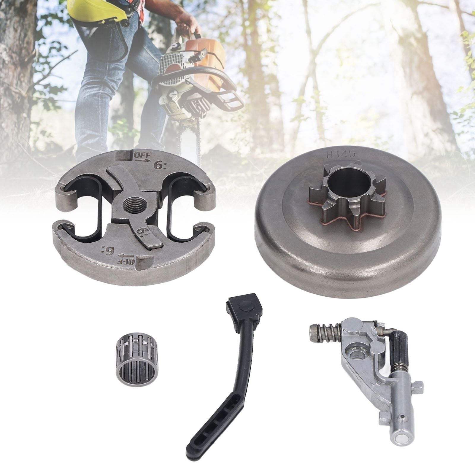 7 Teeth Clutch Drum Oil Pump Kit 17x30mm Gear Iron High Accuracy for Husqvarna 455 460 Chainsaw