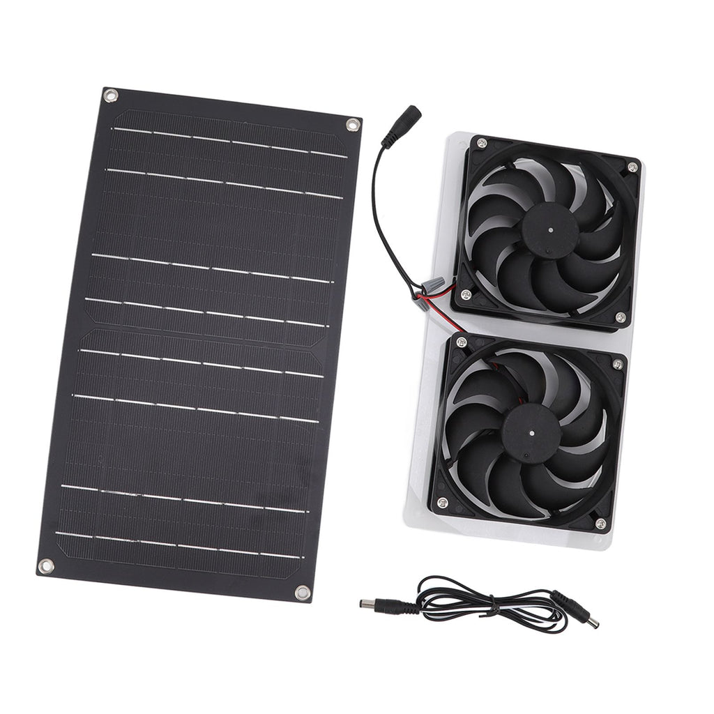 Solar Panel Fan Kit 100W Dual Fans IP67 Waterproof Low Noise Wide Application Solar Powered Fan For Pet House Hut