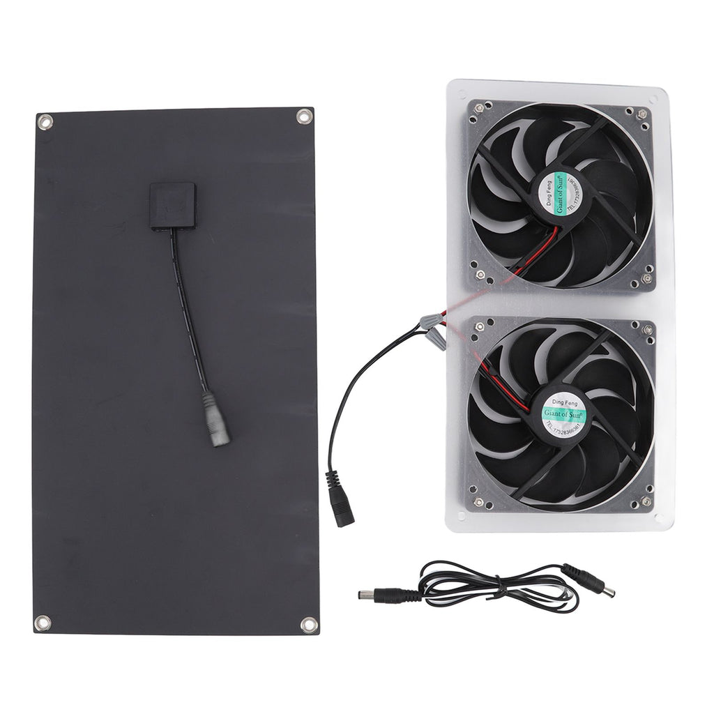 Solar Panel Fan Kit 100W Dual Fans IP67 Waterproof Low Noise Wide Application Solar Powered Fan For Pet House Hut
