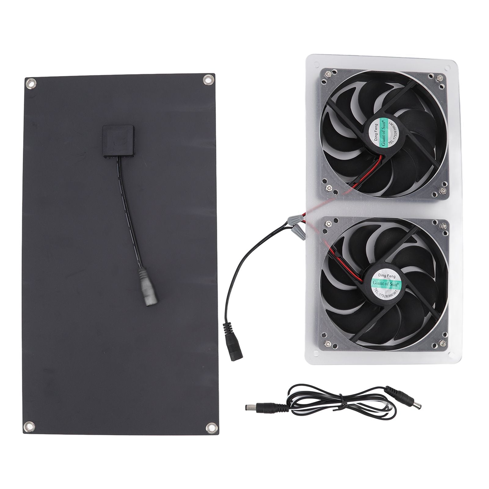 Solar Panel Fan Kit 100W Dual Fans IP67 Waterproof Low Noise Wide Application Solar Powered Fan For Pet House Hut