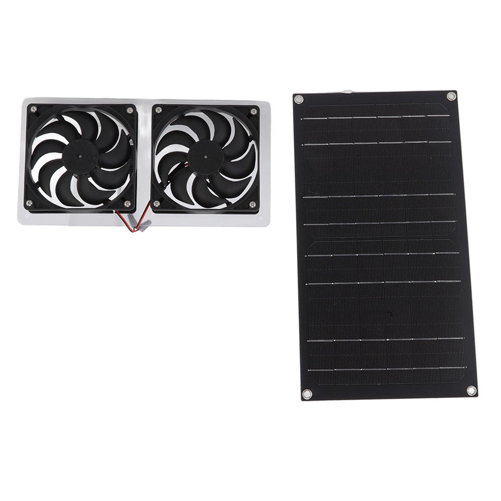 Solar Panel Fan Kit 100W Dual Fans IP67 Waterproof Low Noise Wide Application Solar Powered Fan For Pet House Hut