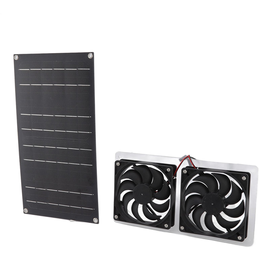 Solar Panel Fan Kit 100W Dual Fans IP67 Waterproof Low Noise Wide Application Solar Powered Fan For Pet House Hut