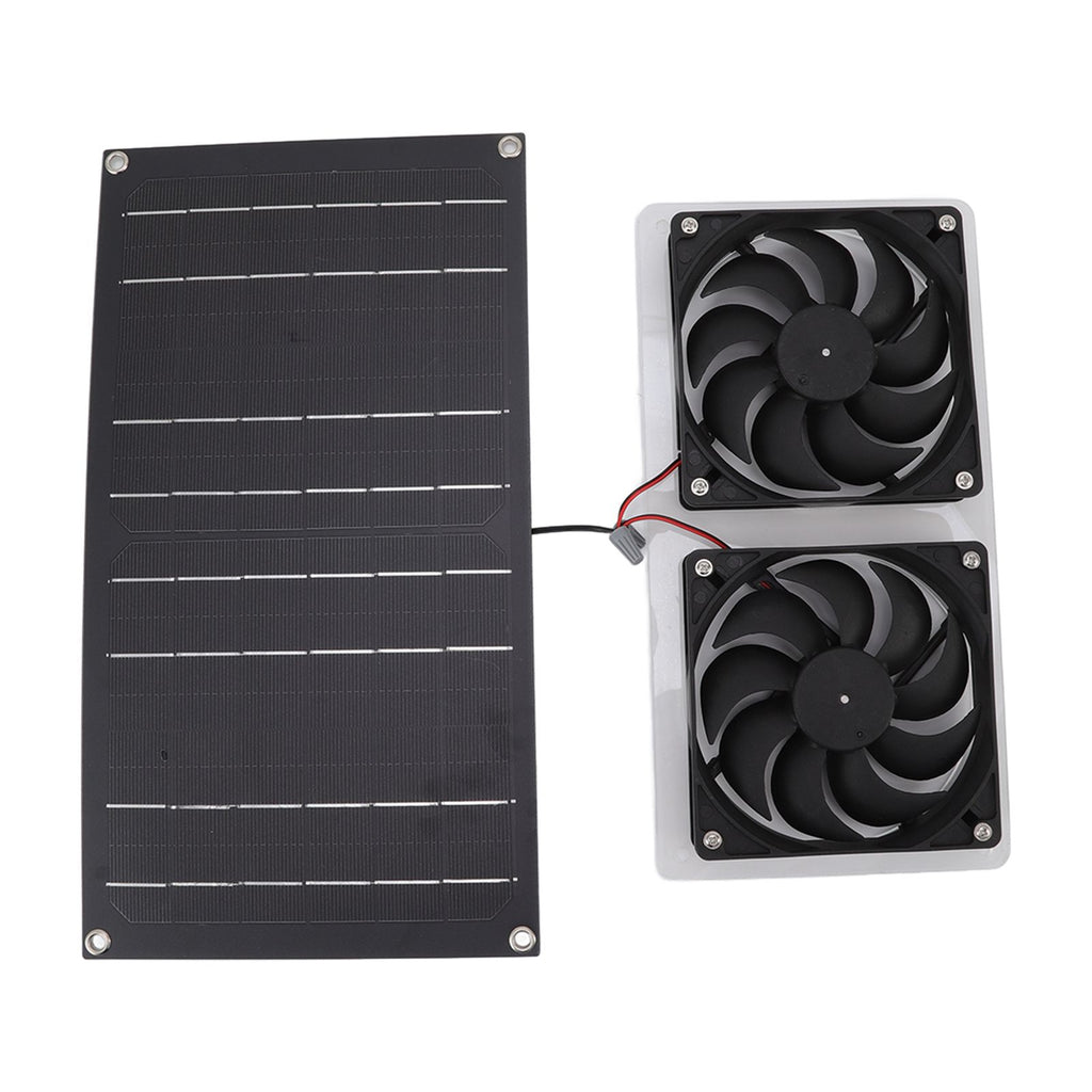 Solar Panel Fan Kit 100W Dual Fans IP67 Waterproof Low Noise Wide Application Solar Powered Fan For Pet House Hut