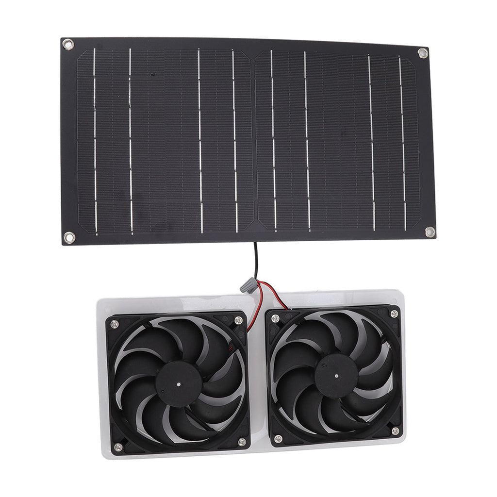 Solar Panel Fan Kit 100W Dual Fans IP67 Waterproof Low Noise Wide Application Solar Powered Fan For Pet House Hut