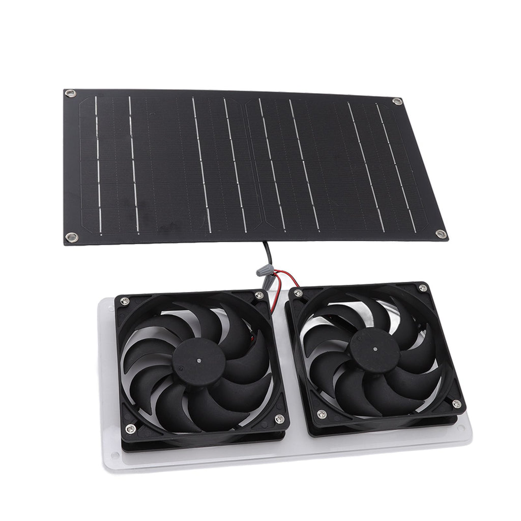 Solar Panel Fan Kit 100W Dual Fans IP67 Waterproof Low Noise Wide Application Solar Powered Fan For Pet House Hut